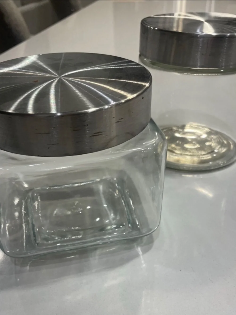 2 Pk Glass Food Storage Jars With Metal Lids